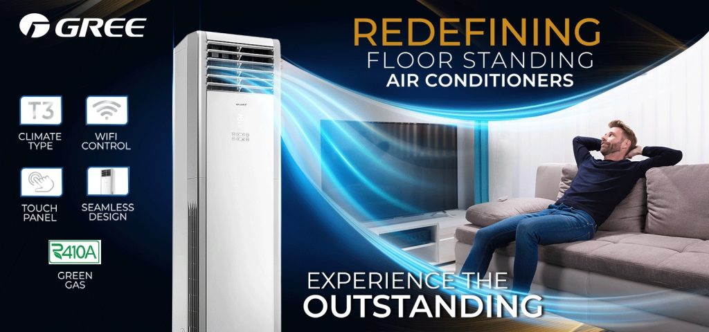 Gree 2 Ton T3 Floor Standing AC, Heat and Cool Cabinet Air Conditioner ...